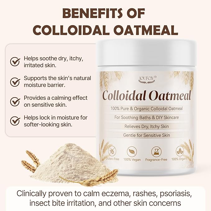 Colloidal Oatmeal, 100% Pure Natural Colloidal Oatmeal Powder for Itchy-Feeling, Dry, Sensitive Skin, Ideal for ColloidalOatmeal Bath, Lotions, DIY Skincare & Soap Making, Gluten-Free, Fragrance-Free