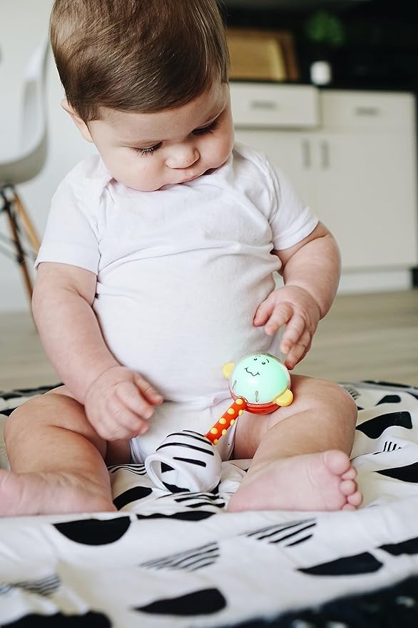 SmartNoggin NogginStik Light-up Developmental Rattle - Color Changing, Textured for Grasping, Mirror & Rattle Sound - Sensory Toy for Babies, Ages 0-12 Months