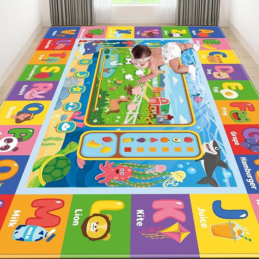 Baby Play Mat for Floor, Kids Rug Playmat Baby Crawling Mats Educational Tummy Time Mat Soft ABC Play Mats for Toddlers Infants Kids Rug for Playroom Classroom(110.2X78.7 INCH, Style1)