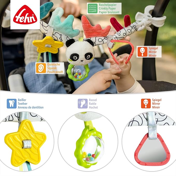 Fehn Panda Stroller Chain, Mobile Baby Chain with Cute Sea Creatures, Flexible Hanging Baby Toy, Pram Toy for Babies and Toddlers 0+ Months
