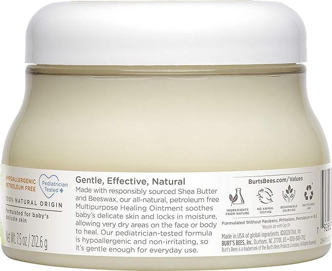 Burt's Bees Baby 100% Natural Origin Multipurpose Healing Ointment, Face & Body Baby Ointment 7.5 Ounce Tub - Pack of 3