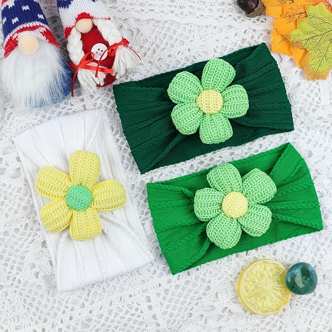 LemonSpace Handmade Baby Headbands with Big Sunflower Soft Strechy Baby Girls Nylon Hairbands Colorful Flower Bows for Newborns Infants Toddlers Baby Hair Accessories for Girls Gifts
