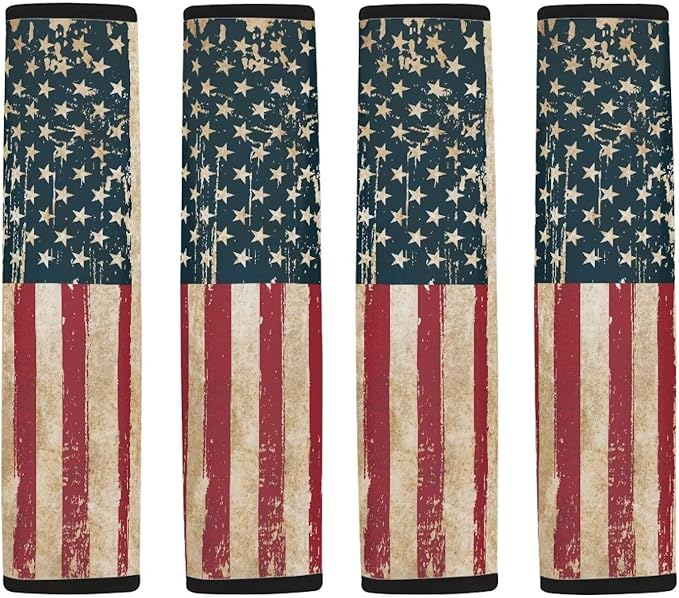 American Flag Seat Belt Cover Seatbelt Shoulder Pad 4 Pack Soft Car Seat Shoulder Strap Pads Seatbelt Straps Covers for Kids Adults Neck Protector