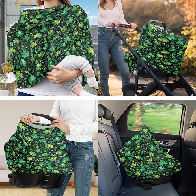 Clover Basket Covers for Baby Fits Most Strollers & Baby Car Seats Lucky Baby Nursing Pillow Cover Babies Shower Gifts for Boys and Girls Saint Patricks Day