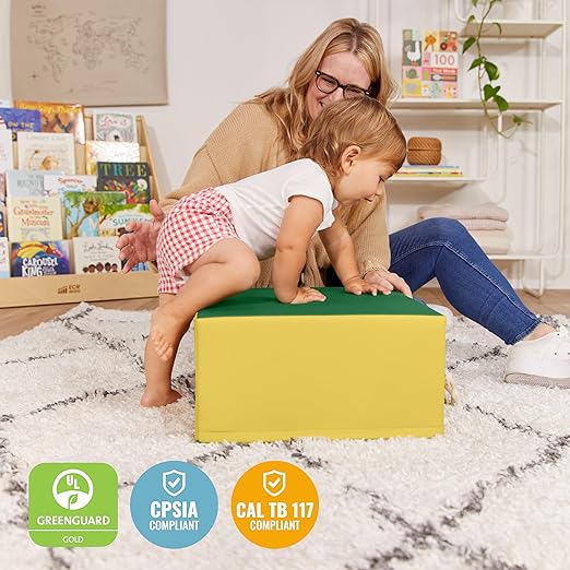 ECR4Kids SoftZone Junior Pedestal Play Block Corner Climber, Beginner Playset, Assorted