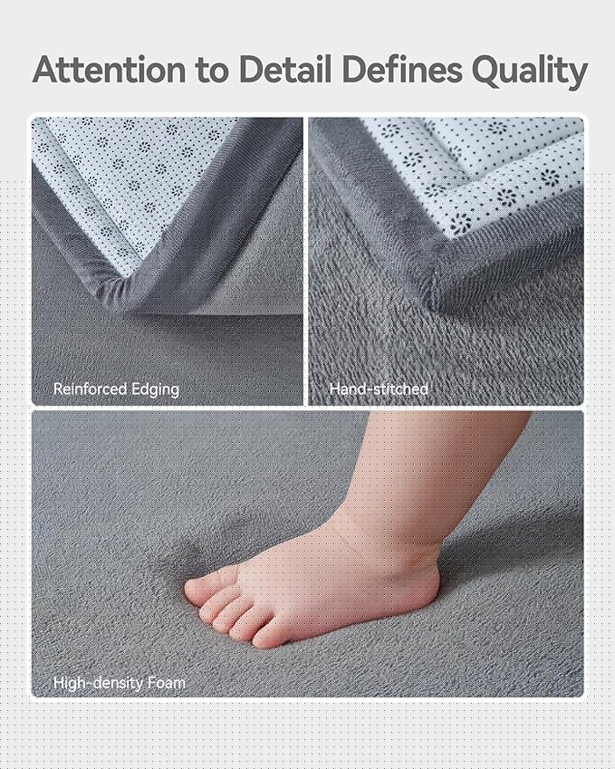 Baby Play Mat for Floor, 1.2" Thick Extra Large Memory Foam 59"×79" Playpen Mat for Kids, Infants, Toddlers - Soft Baby Crawling Mat for Tummy Time, Sitting with Non-Slip Bottom, Dark Gray