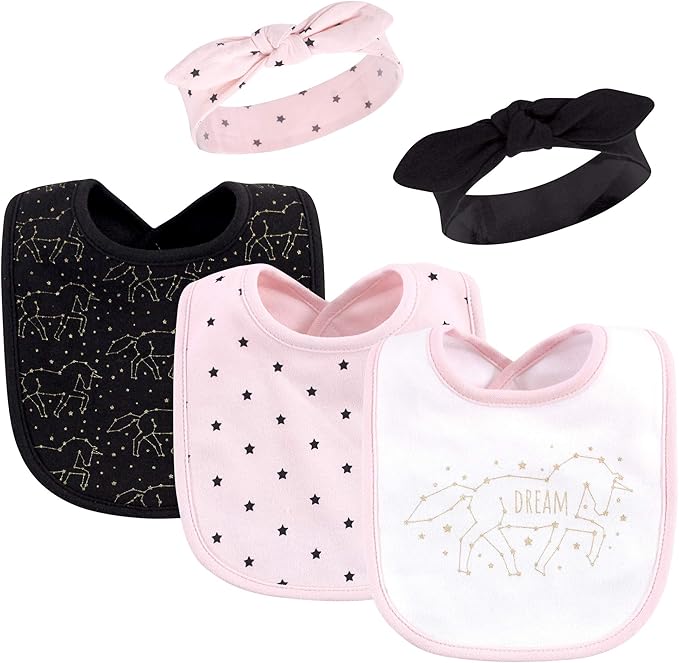 Hudson Baby Unisex Baby Cotton Bib and Headband Set