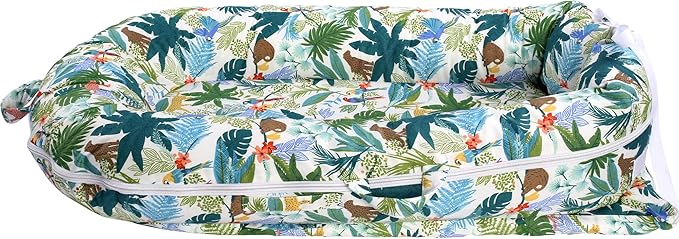 Newborn Lounger Cover for DockATot Deluxe | 100% Cotton Baby Lounger Extra Cover | Hypoallergenic Infant Baby Nest Replacement for Dock A Tot Docks Deluxe+ Lush Jungle Daytime