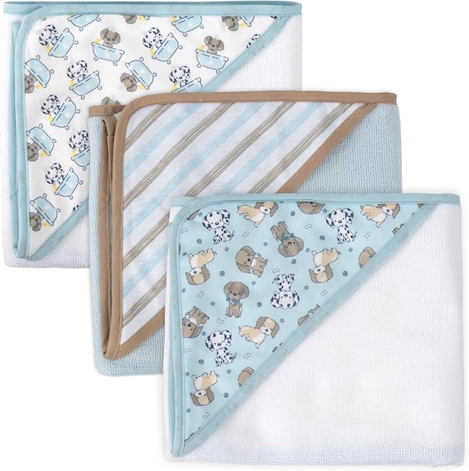 Baby Bath Essential Hooded Baby Bath Towel and Washcloth 6 Piece Set for Newborns, Infants & Toddlers, Boys & Girls Baby Hooded Towels Set (Puppy Dogs)