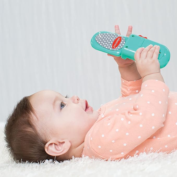 Infantino Flip and Peek Fun Phone: Bilingual with 3 English & 3 Spanish Phrases, Sounds Effects for Engagement, Peek a Boo Mirror Inside, 2 Colors, Ages 3 Months +