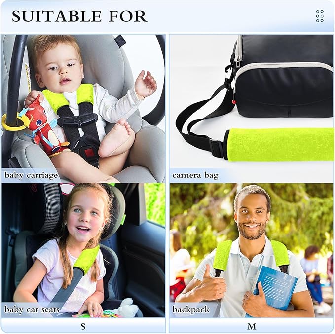 ODAWA Light Lime 2PCS Car Seatbelt Cover, Soft Seat Belt Shoulder Pad Harness Pads, Flannel Car Seat Protector Pad Universal for Truck, Car, SUV 10 x 7.7 in