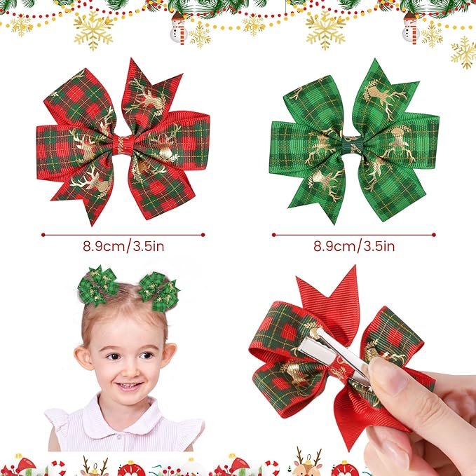 YHXX YLEN 20PCS 3 Inch Hair Bows for Girls Grosgrain Ribbon Christmas Hair Clips with Alligator Clip, Hair Accessory for Toddler Girls Baby Kids Teens