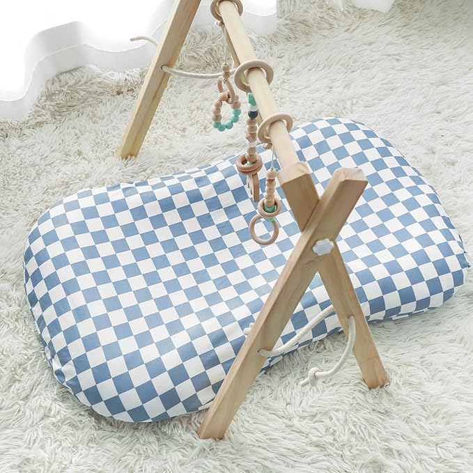 DILIMI Baby Lounger Cover for Boys and Girls, Removable Cover Ultra Soft Comfortable Lounger Slipcover, Blue Checkerboard (Lounger not Included)