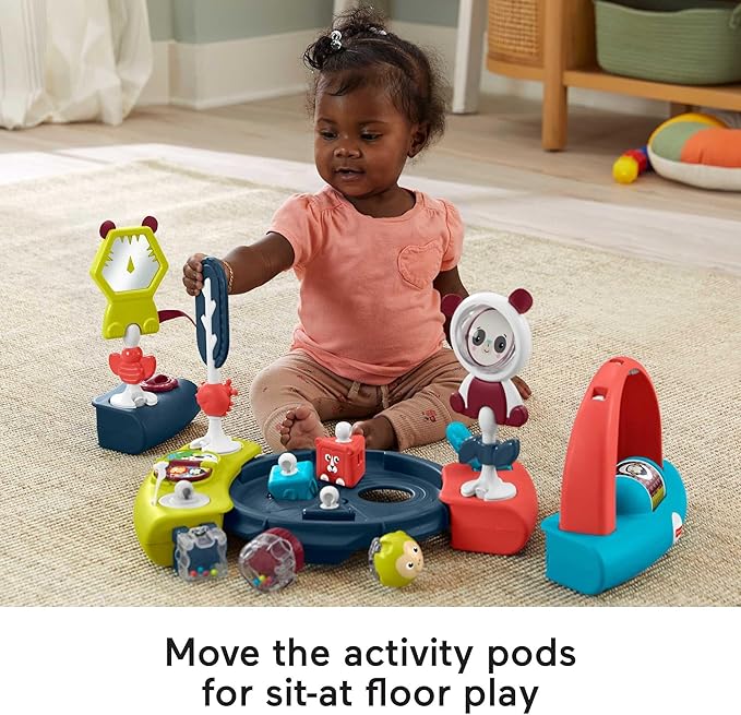 Fisher-Price 3-in-1 Spin & Sort Infant Activity Center and Toddler Play Table, Navy Dashes- Unisex
