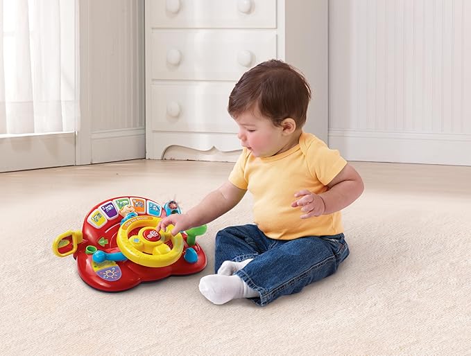 VTech 166603 Baby Tiny Tot Driver Suitable for Children Toddler Interactive Drover Toy Featuring a Steering Wheel with Music and Light, Multi-Colour