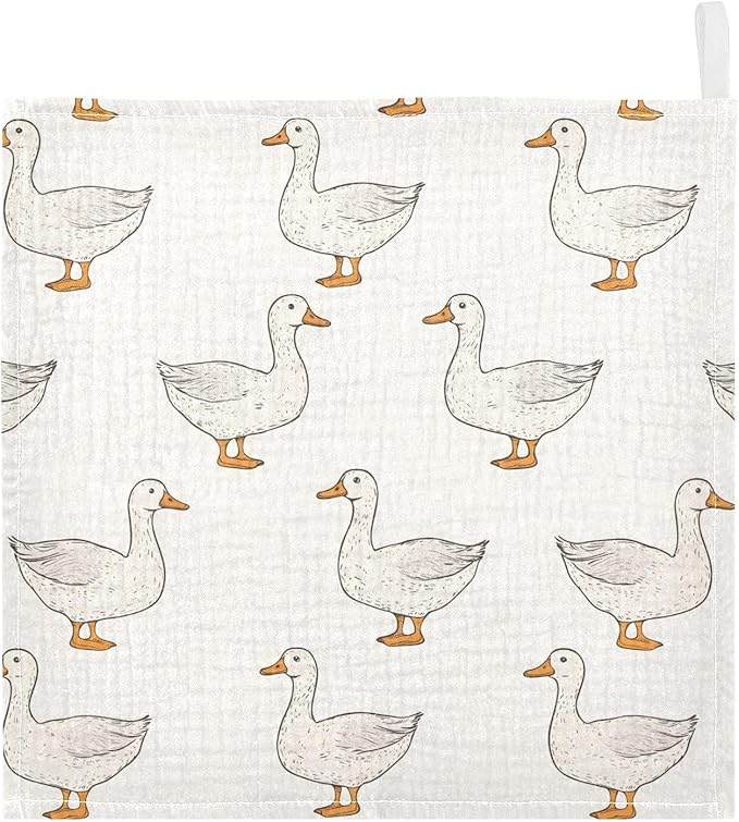 vvfelixl Baby Muslin Washcloths Coquette Duck Baby Burp Cloths Cotton Babys Face Towel for Newborn Infants Boys Girls Soft and Absorbent 11.8 X 11.8 in, 3 Pack