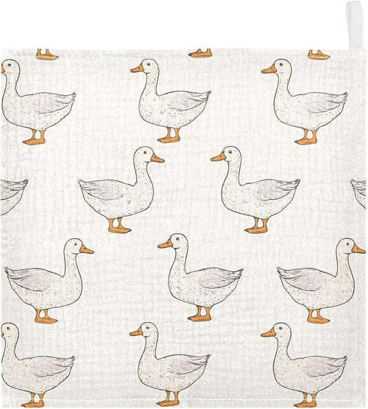 vvfelixl Coquette Duck Baby Burp Cloths Baby Muslin Washcloths for Boys Girls Cotton Babys Face Towel for Newborn Infants Soft and Absorbent 11.8 X 11.8 in, 5 Pack