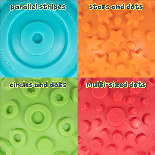 Ready 2 Learn Paint and Dough Texture Spheres - Set of 4 - Ages 2 + - Mix and Match Sensory Fidget Toys for Toddlers - DIY Textures and Patterns, red, Blue, Orange, Green