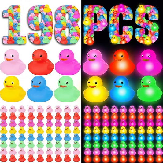 Deekin 96 Pcs LED Light up Rubber Duck 2'' Glow in The Dark Rubber Duck for Birthday Party Supplies Favors Decor Creative Gift Cruise Ducking Games Baskets Fillers Reward