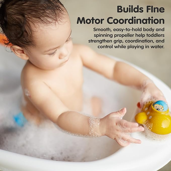 PlanToys® Submarine Wooden Baby Bath Toy for Toddlers | Waterproof Pool Toy | Educational Bathtub Toy for Fine Motor Skills & Imagination | Non-Toxic Toy 18+ Months