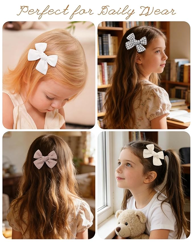 doboi 20PCS Baby Girls Linen Hair Bows Clips Fully Lined Hair Barrettes Accessories for Babies Infant Toddlers Kids