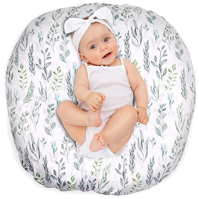 DILIMI Newborn Lounger Cover, Removable Baby Lounger Cover, Ultra Soft Comfortable Slipcover for Infant Lounger Pillow, Green Leaf