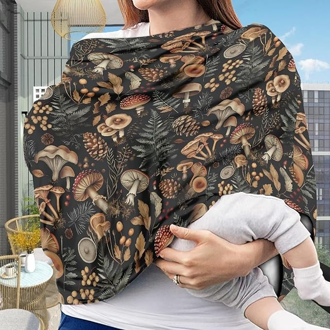 Car Seat Covers for Babies Daisy Mushroom Nursing Covers for Breastfeeding, Baby Car Seat Canopy for Girls Boys, Nursing Essentials for Breastfeeding Women Infant Stroller Privacy Protection
