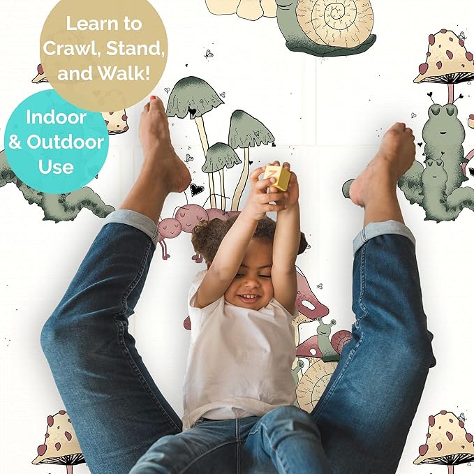 JumpOff Jo Foldable Foam Play Mat – Large Waterproof Baby & Toddler Activity Floor Mat, Double-Sided 70 x 59 Inch Play Surface