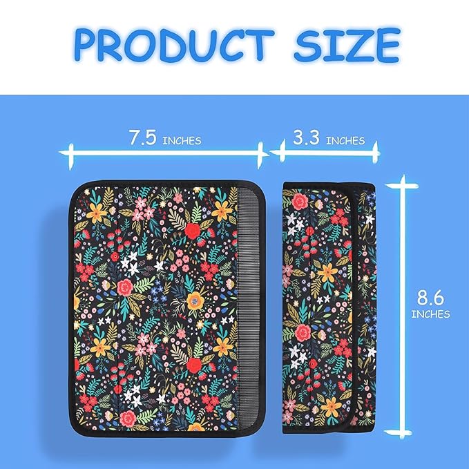YR Seat Belt Cover for Kids, Soft Comfort Seat Belt Cushion for Children, Cute Cartoon Pattern Car Seat Belt Pads Cover for Girls and Boys, 1 Pack (Garden Picnic)
