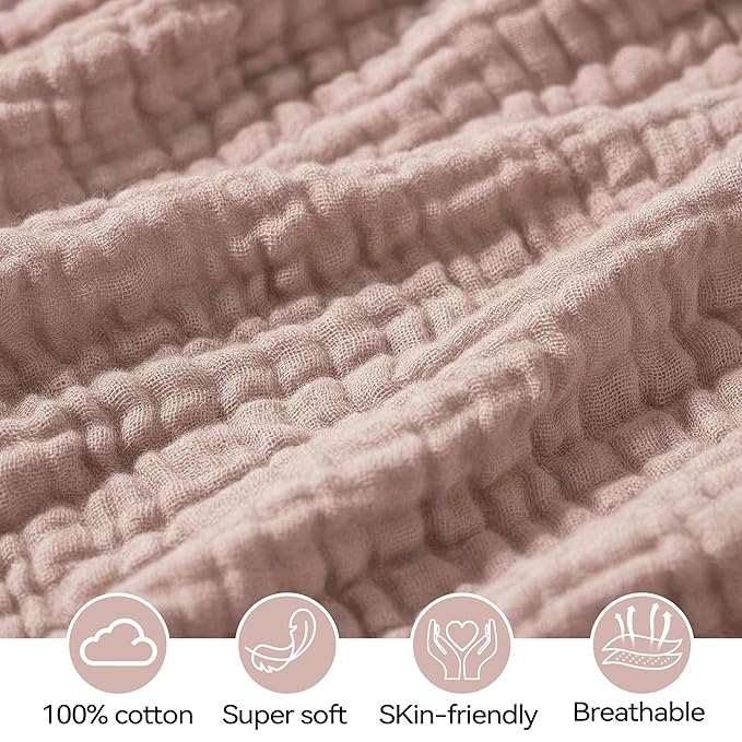 Muslin Bassinet Sheet Compatible with Halo BassiNest Swivel Sleeper - 100% Cotton Hourglass & Peanut Shape Mattress Pad Cover (30"x18"), Breathable & Soft, Boho (1 Pack Pink)