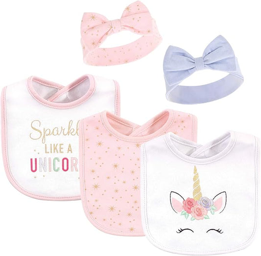 Little Treasure baby-girls Bib and Headband Set