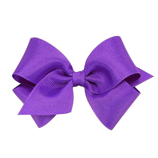 Wee Ones Girls' Plain Wrap Classic Grosgrain Hair Bows on a WeeStay No-Slip Hair Clip, Handmade, Small, Delphinium