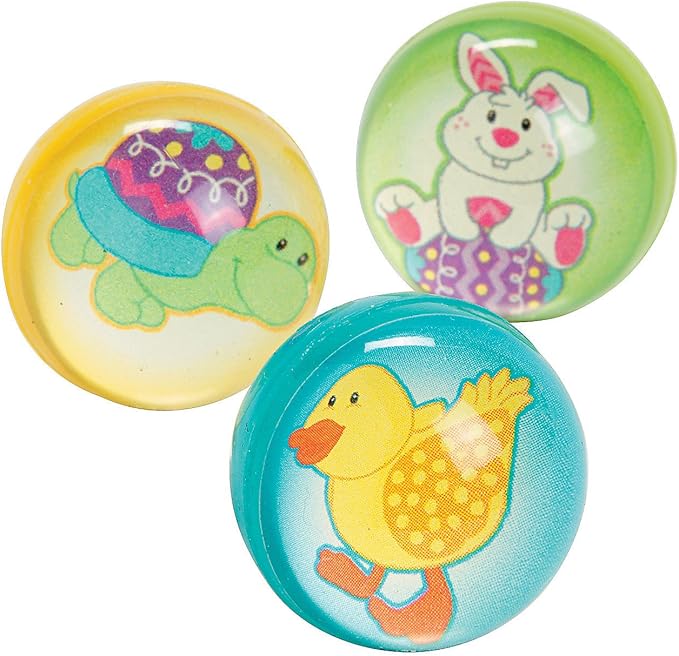 Fun Express - Easter Friends Bouncing Ball for Easter - Toys - Balls - Bouncing Balls - Easter - 12 Pieces - Assorted