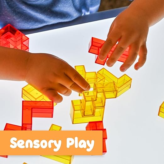 Spark & Wow Light Table Blocks; 12 Shapes and Two Colors; Toddler Sensory Building Blocks; Translucent Light Table Manipulatives; Sensory Toys for Toddlers