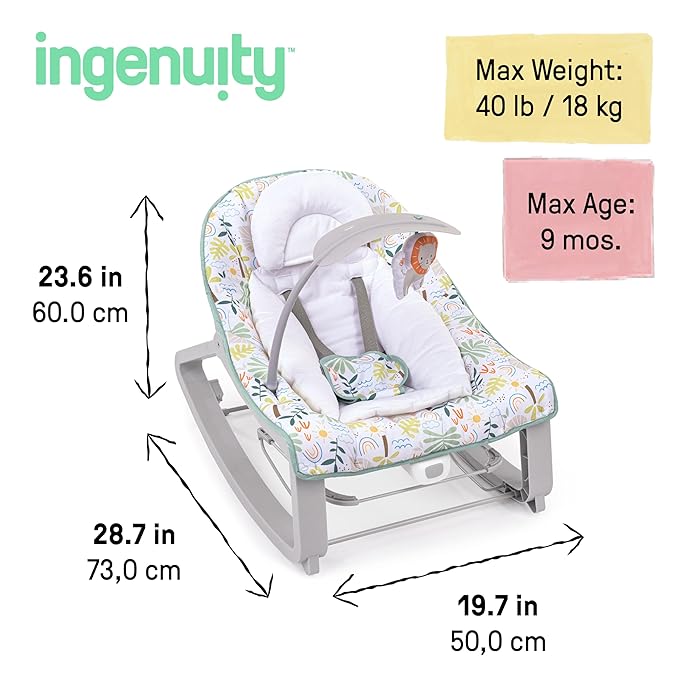 Ingenuity Keep Cozy 3-in-1 Grow with Me Vibrating Baby Bouncer Seat & Infant to Toddler Rocker, 0-30 Months Up to 40 lbs (Madi)