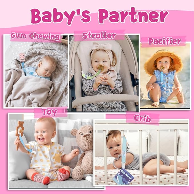 babygoal Hawaii Pacifier Clips, 6 Pack Binky Paci Holder Clips Leashes Fits for Most Baby Pacifiers and Binkies