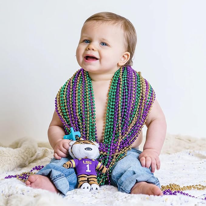 Gamezies Baby Boy and Girl Silicone Pacifier with College Mascot Removable, Washable Plush Toy CPSIA Tested, BPA-Free 0-6 Months (LSU)