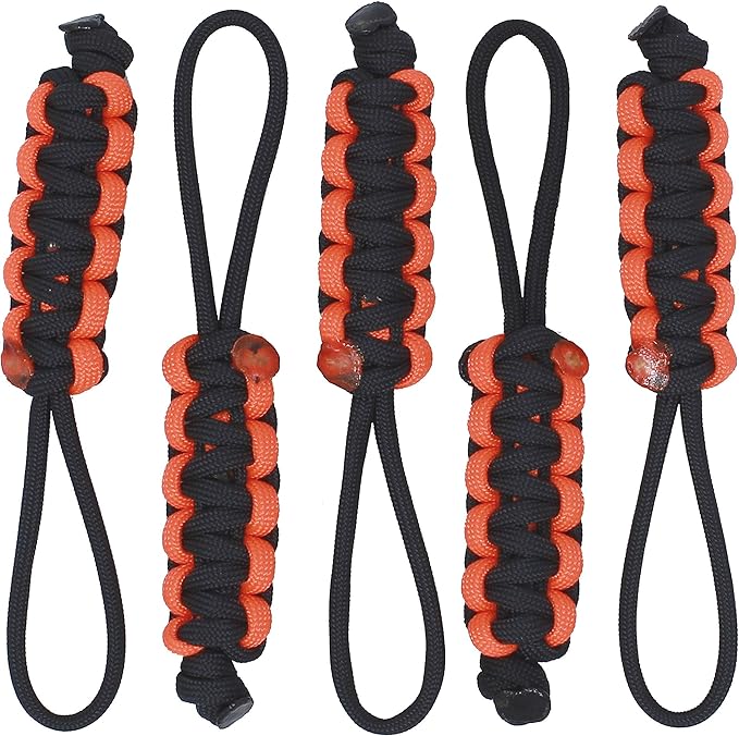 BubbasGarageTv - Large Heavy Duty Paracord Zipper Pulls (Neon Orange
