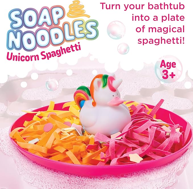Creativity for Kids Soap Noodles Unicorn Spaghetti Bath Set | Mix, Layer & Play with Rainbow Soap Noodles, Confetti & Foamy Soap Sauce | Sensory Bath Toys & Unicorn Crafts for Girls (Ages 3+)