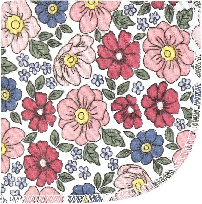 Hudson Baby Unisex Baby Flannel Cotton Washcloths, Pink Blue Pretty Floral 12 Pack, One Size