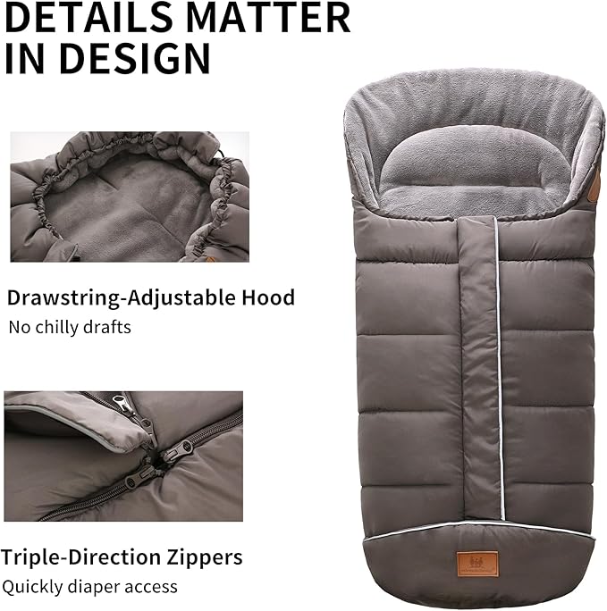 Miracle Baby Bunting Bag for Stroller, Warm Fleece Footmuff with Zippers, Convertible Infant Toddler Sleeping Bag Blanket for Boys Girls