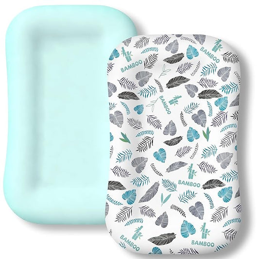 Baby Lounger Cover 2 Pack - Silky Soft Bamboo Viscose Infant Lounger Cover, Breathable & Moisture-Wicking Newborn Lounger Slipcover for Baby Boys Girls, Fits Azopesy& Most Loungers, Blue