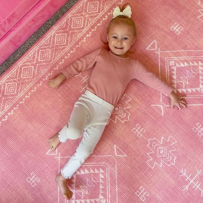 The Shwally PlayMat - Soft Baby Play Mat - Reversible Foam Floor Mat - Waterproof, Wipe-Clean, Durable, Non-Toxic and Hypoallergenic - Large (6.5' X 4.5') (Blush)