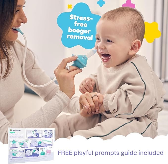 Playhouse MD Booger Buddy Nasal Aspirator, Elephant - with LED Light for Babies & Toddlers – BPA-Free Snot Remover for Infant Stuffy Nose, Congestion Relief – Easy to Clean Design - FSA/HSA Eligible