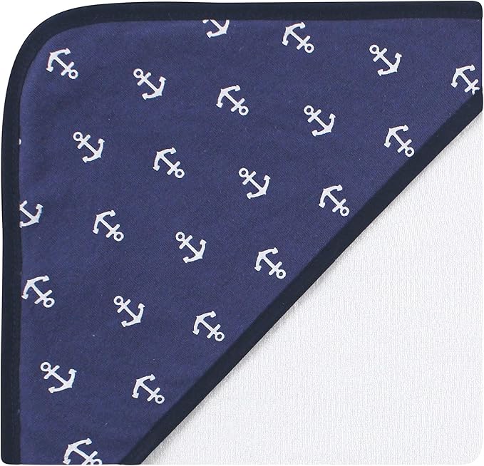Hudson Baby Unisex Baby Cotton Rich Hooded Towels, Captain, One Size