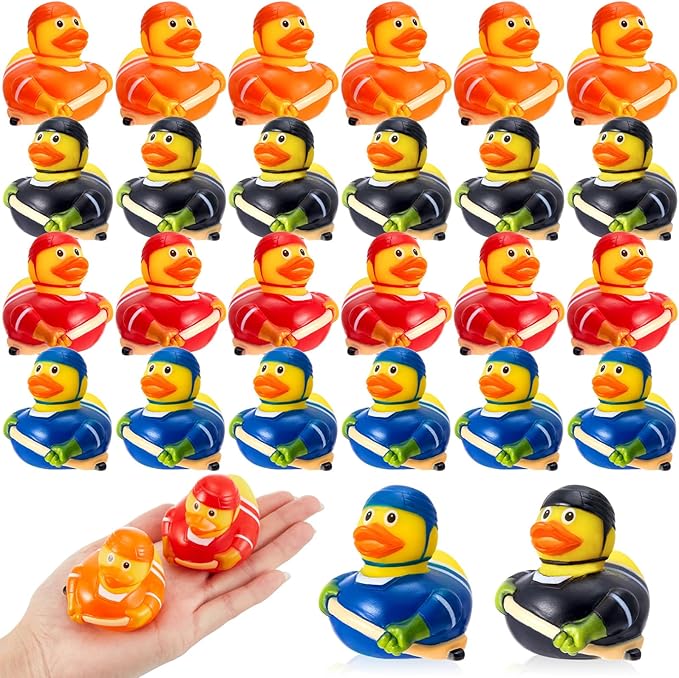 Deekin Rubber Ducks 2 Inch Bulk Sport Party Favors for Team Events Decorations Birthday Party Supplies Club Player Gift(24 Pcs,Hockey Player)