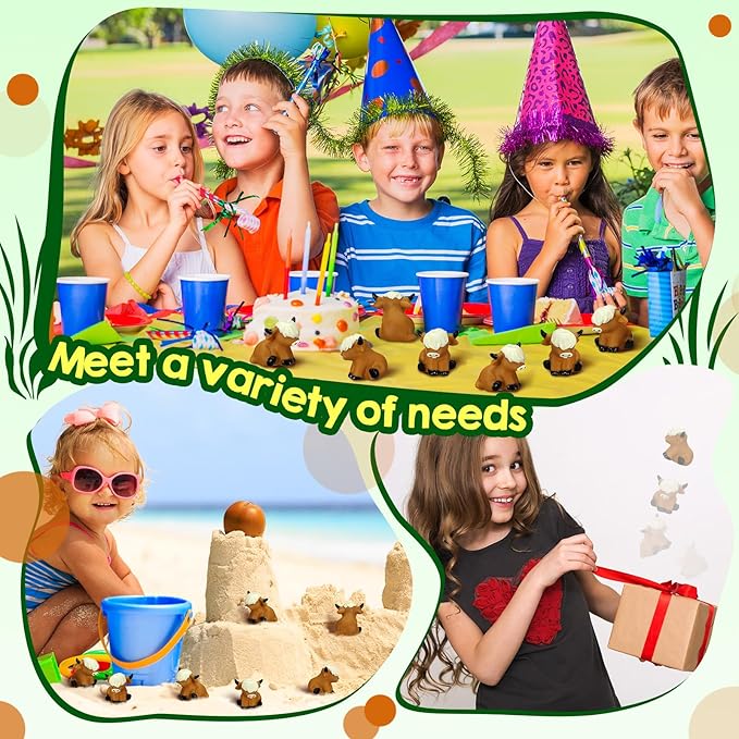 Halloscume 60 Pcs Highland Cow Party Favors Mini Brown Cows Floating Decorations Bath Rubber Water Highland Cow Figurines Bulk Figurine Statues Decor for Spring Summer Birthday Party