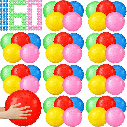 Jerify 7 Inch Large Kids Knobby Balls Bulk Spiky Bounce Inflatable Balls Plastic Soft Massage Sensory Stress Toy for Pool Beach School Play Outdoor Indoor Party Favors 5 Assorted Colors