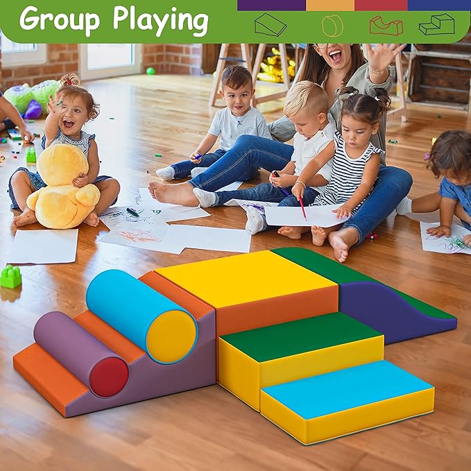 Betterhood Climbing Blocks - Kids Soft Foam Activity Playset - Toddler Soft Couch Climber Gymnastics Equipment for Crawling and Sliding at Home, Preschool