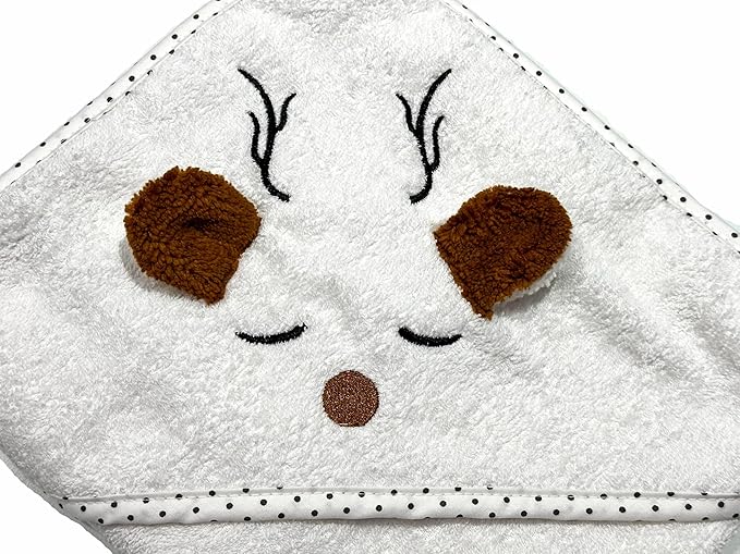 Organic Baby Hooded Bath Towel 30x30 Inch – 100% Organic Cotton, 380 GSM Soft & Absorbent Newborn Towel with Embroidered Hood, (Deer)